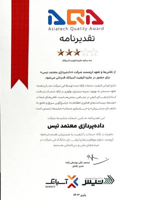 تقدیرنامه 3 ستاره آسیاتک